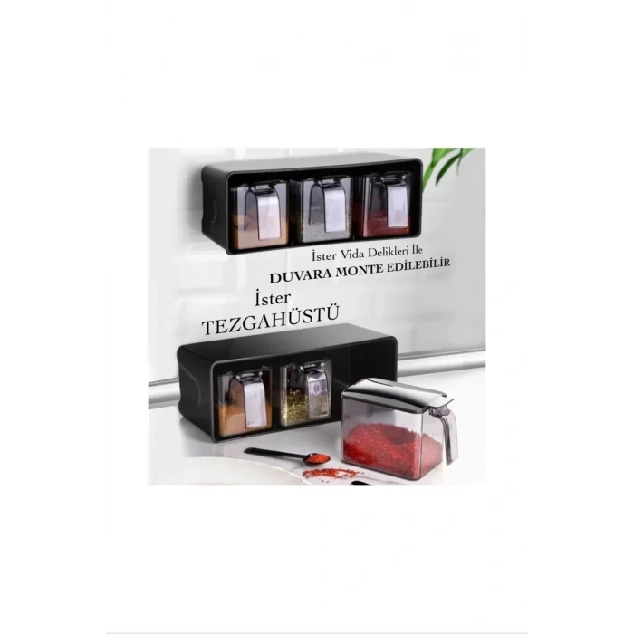 HERŞEYTREND 3 Lü Baharatlık Set Duvar Askılı Royaleks-L677