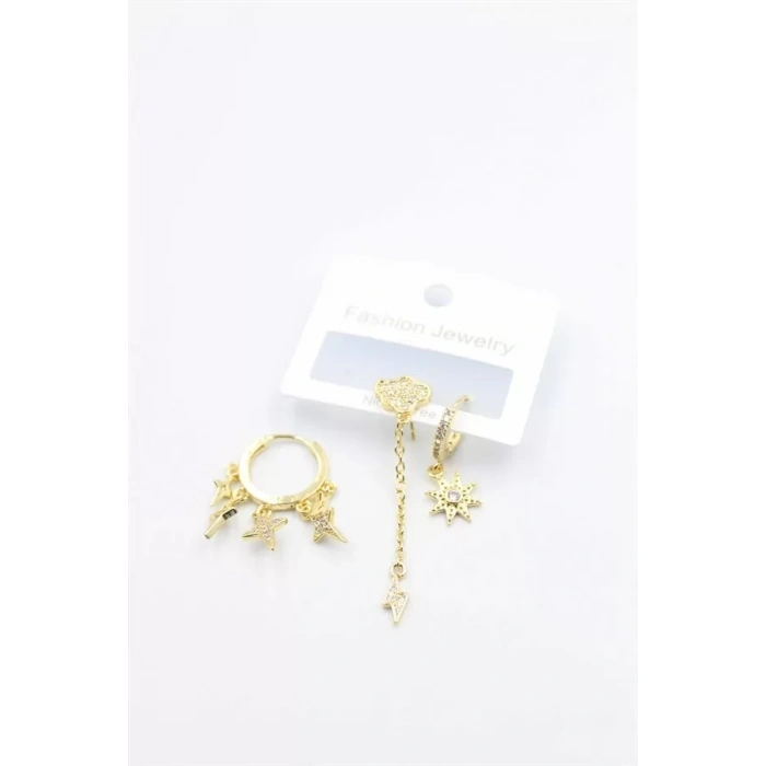 HERŞEYTREND 3lü Bulut Küpe - Altın