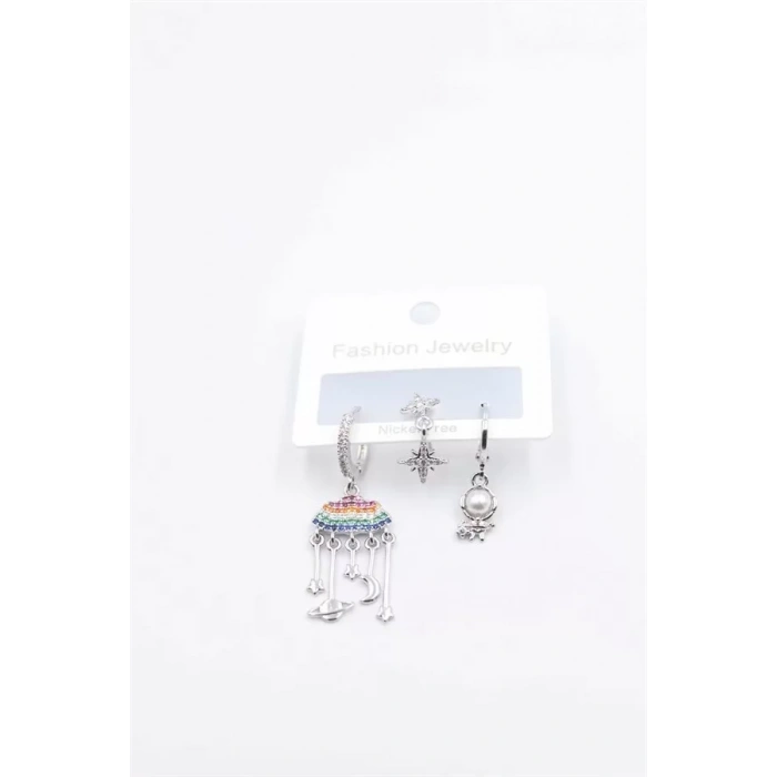 HERŞEYTREND 3lü Bulut Küpe - Gümüş