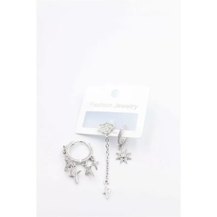 HERŞEYTREND 3lü Bulut Küpe - Gümüş