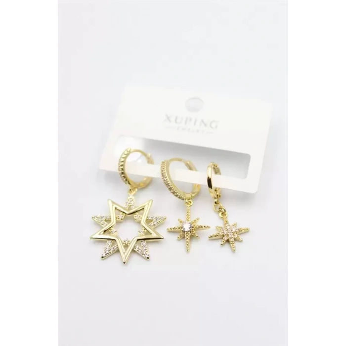 HERŞEYTREND 3lü Xuping Küpe - Altın