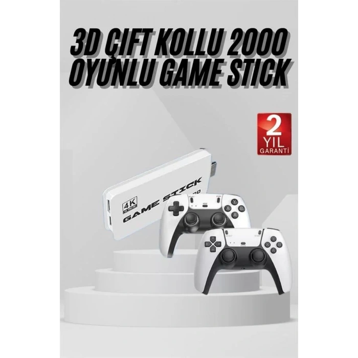 HERŞEYTREND 3D 4K 2000 Oyunlu Game Stick Oyun Konsolu Çift Konsol
