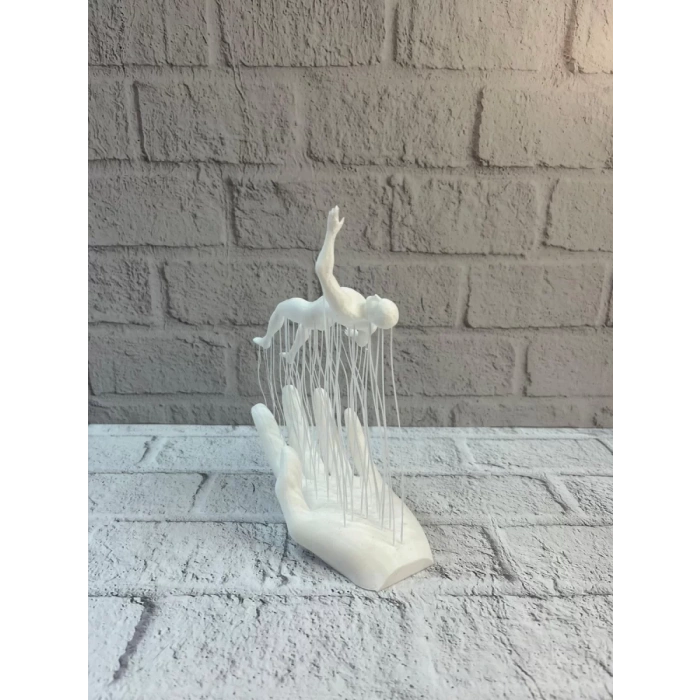 HERŞEYTREND 3D El Formlu İnsan Figürü Beyaz Modern Ev ve Ofis Dekoru