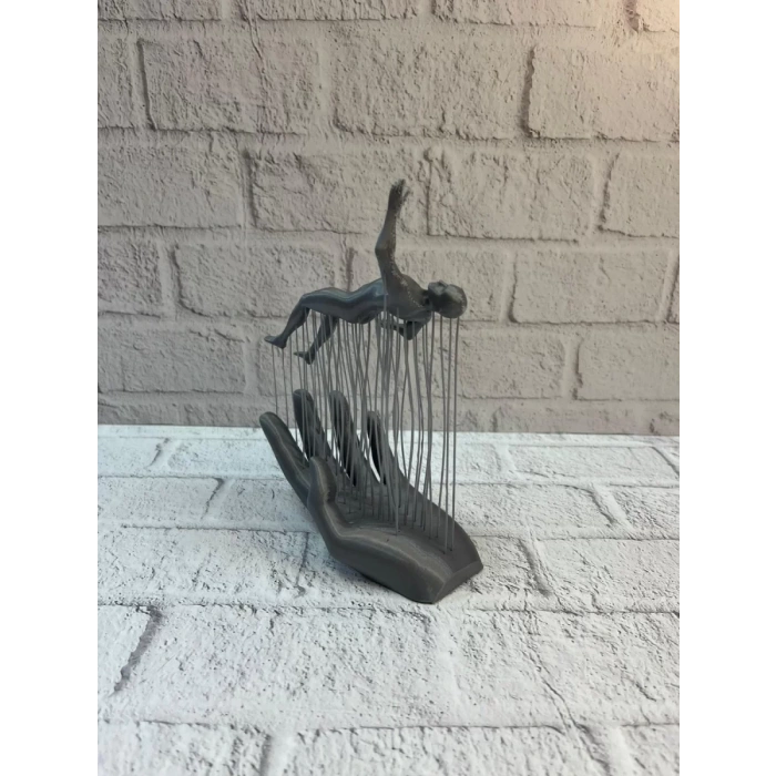 HERŞEYTREND 3D El İnsan Figürü Gri Soyut Modern Dekoratif Biblo