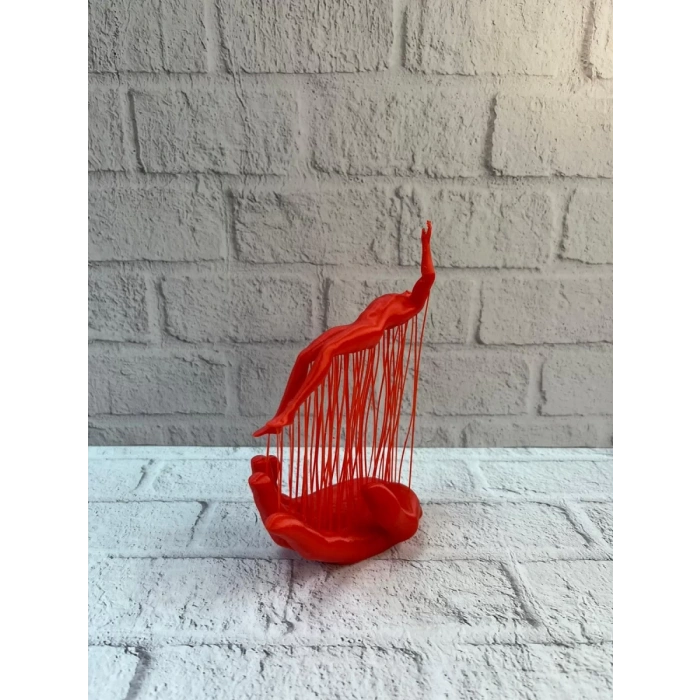 HERŞEYTREND 3D El İnsan Figürü Kırmızı Minimal Modern Ev ve Ofis Dekoru 12x18 cm