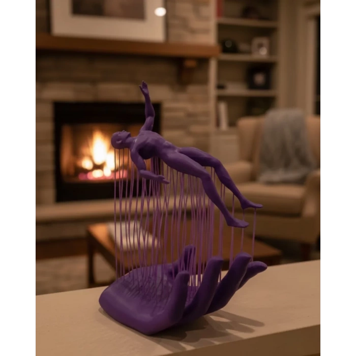 HERŞEYTREND 3D El İnsan Figürü Mor Modern Masa Üstü Ev ve Ofis Dekoru