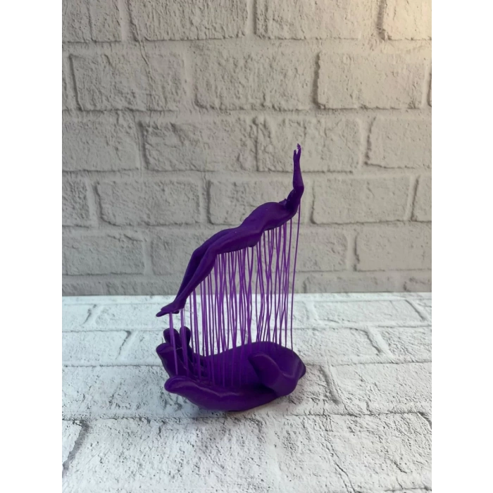 HERŞEYTREND 3D El İnsan Figürü Mor Modern Masa Üstü Ev ve Ofis Dekoru