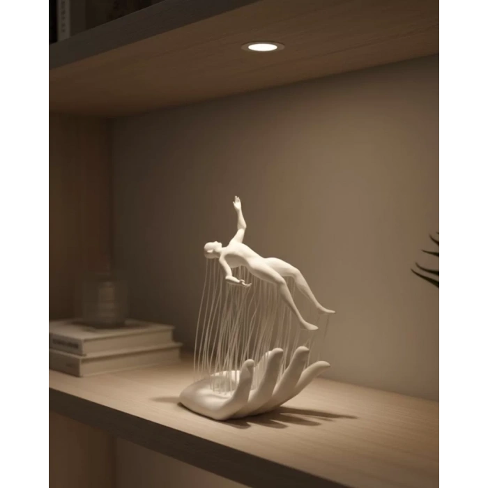 HERŞEYTREND 3D El Üzerinde İnsan Figürü Beyaz Minimal Masa Üstü Dekor
