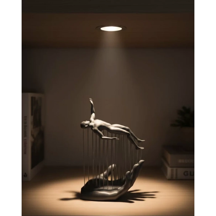 HERŞEYTREND 3D El Üzerinde İnsan Figürü Gri Minimal Masa Üstü Dekor