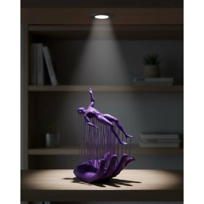 HERŞEYTREND 3D El Üzerinde İnsan Figürü Mor Soyut Tasarım Dekor Biblo