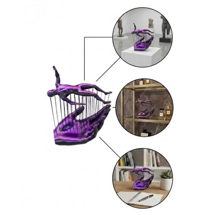HERŞEYTREND 3D Mor İnsan Figürü Dekoratif Duvar ve Masa Üstü Sanat Objesi