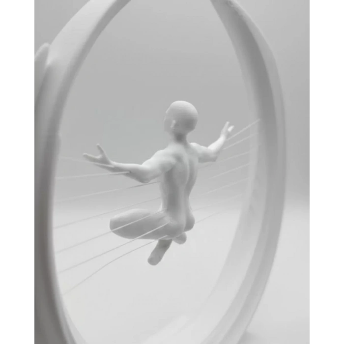 HERŞEYTREND 3D Zen Heykeli Ay Formlu Meditasyon Yapan İnsan Figürü Dekor