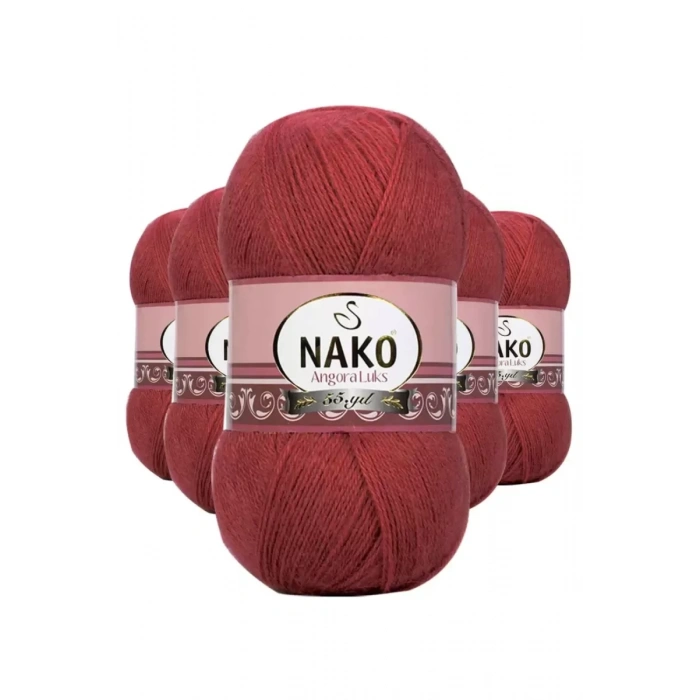 HERŞEYTREND 5 Adet Angora Lüks El Örgü İpi Bordo 6679