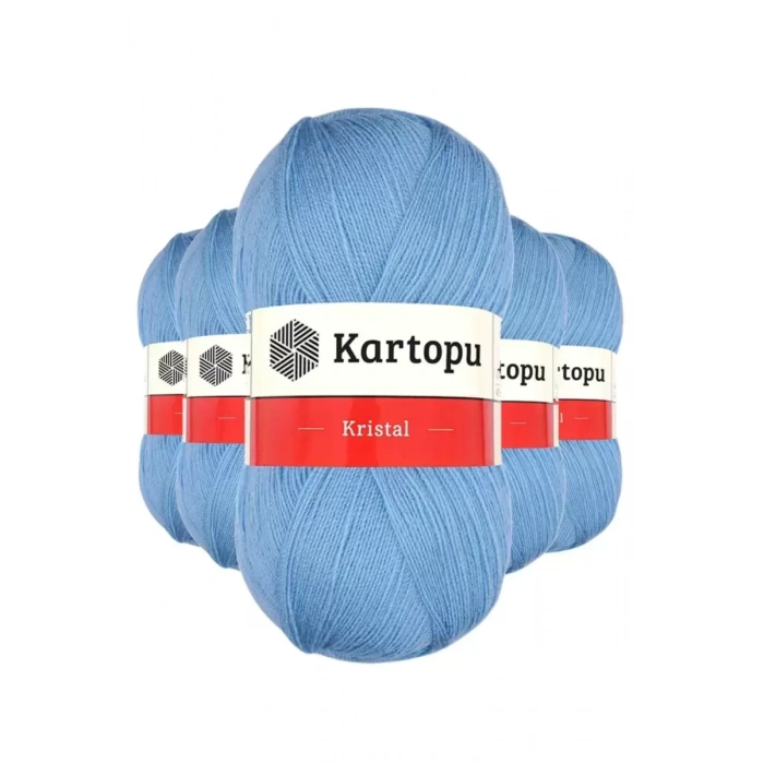 HERŞEYTREND 5 Adet Kristal Çift Katlı El Örgü Lif İpi Bebe Mavi K540 - kartopu mudanis