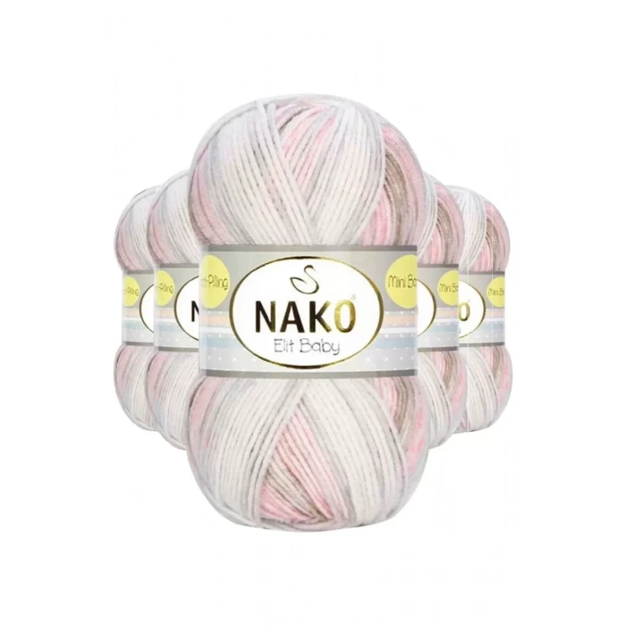 HERŞEYTREND 5 Adet Mini Batik Bebe El Örgü İpi Kahveli Pembe 32463