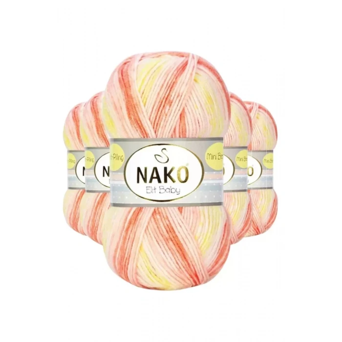 HERŞEYTREND 5 Adet Mini Batik Bebe El Örgü İpi Turuncu Sarı 32430