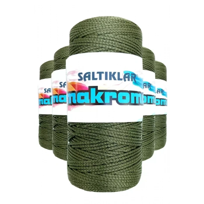 HERŞEYTREND 5 Adet Polyester Makrome İpi 2860 Haki Yeşil 100 gr