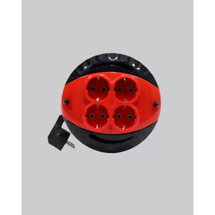 HERŞEYTREND 5 Metre Kablolu 4’lü Kırmızı Priz Makara
