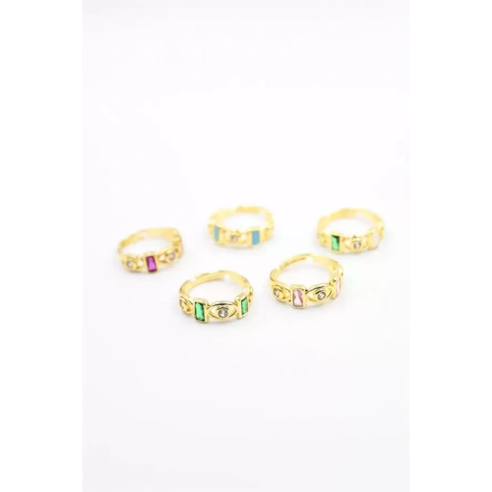 HERŞEYTREND 6lı Taşlı Yüzük Seti - Altın