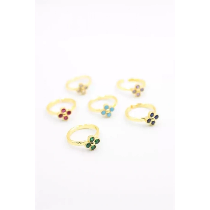 HERŞEYTREND 6lı Taşlı Yüzük Seti - Altın