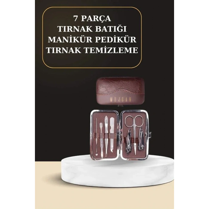 HERŞEYTREND 7 Parça Manikür Pedikür Seti El Ayak Bakımı Çantalı Paslanmaz Çelik