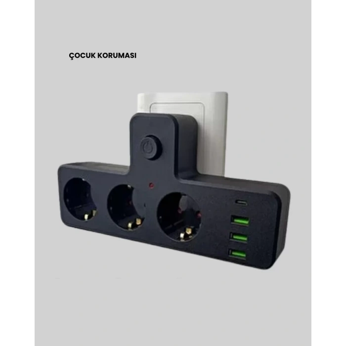 HERŞEYTREND 7 Portlu Çoklu Priz USB ve Type-C Girişli Akıllı Güç Ünitesi