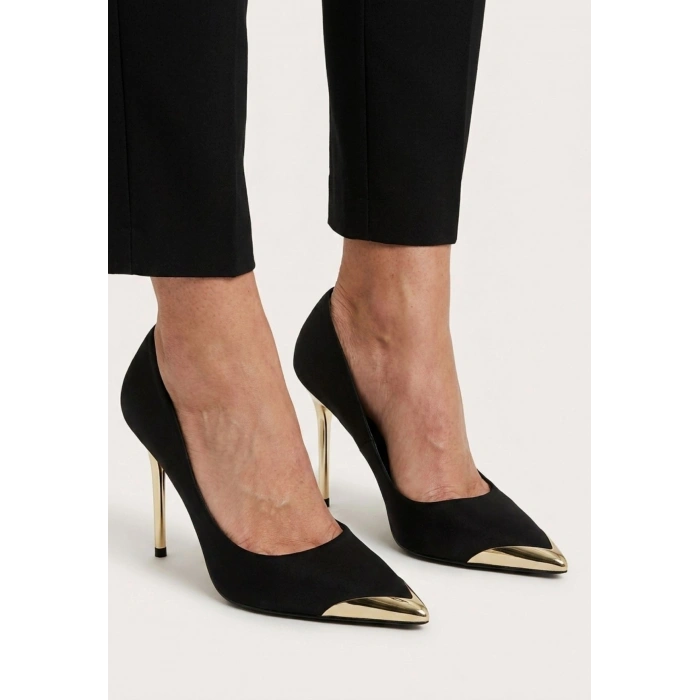 HERŞEYTREND Alis Siyah Saten Stiletto Ayakkabı