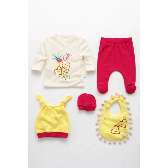 HERŞEYTREND Ananaslı Kalpli 5 Parça Hastane Çıkış Seti