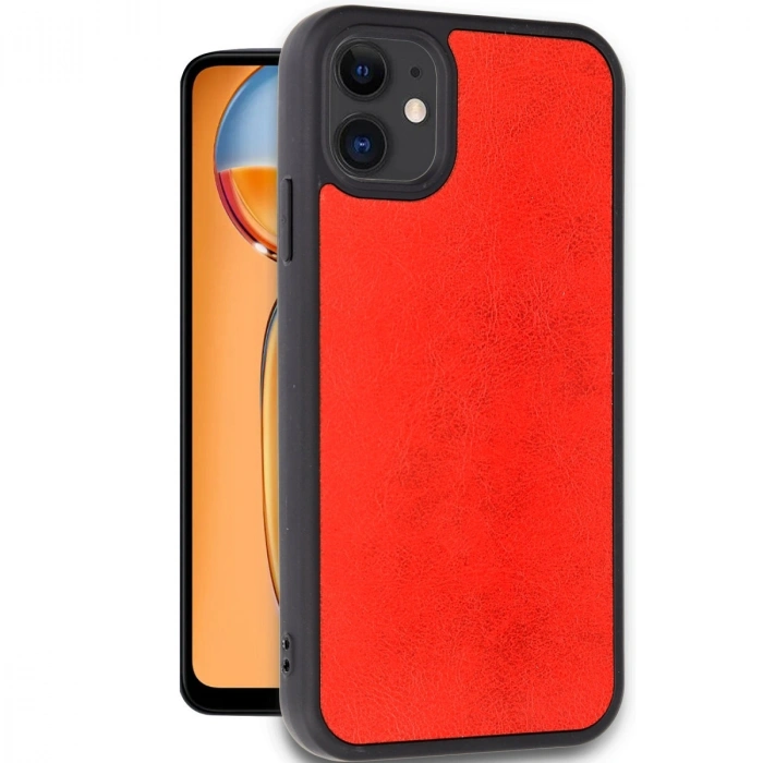 HERŞEYTREND Apple İphone 11 Kılıf Aras Deri Kapak - Kırmızı