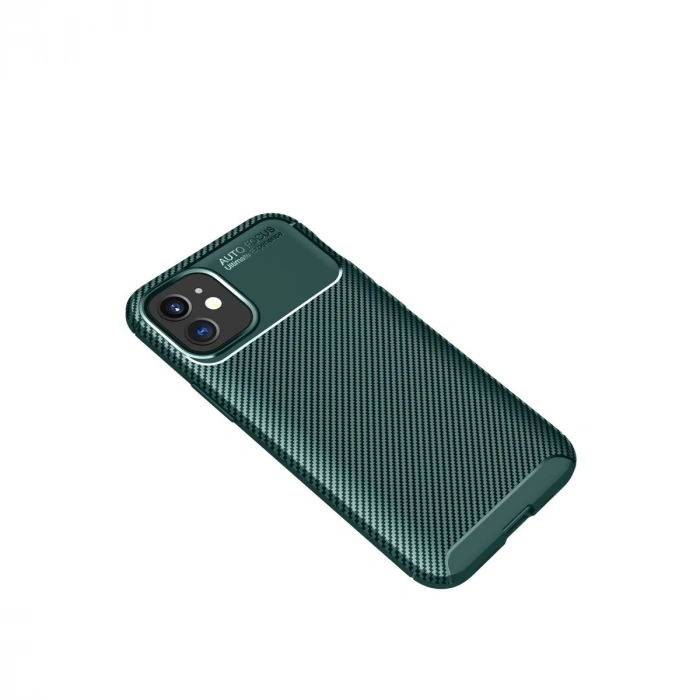 HERŞEYTREND Apple İphone 12 Mini Kılıf Auto Focus Karbon Kapak - Yeşil