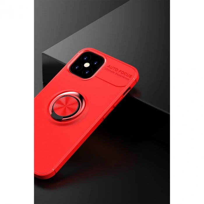 HERŞEYTREND Apple İphone 12 Mini Kılıf Range Yüzüklü Silikon - Kırmızı