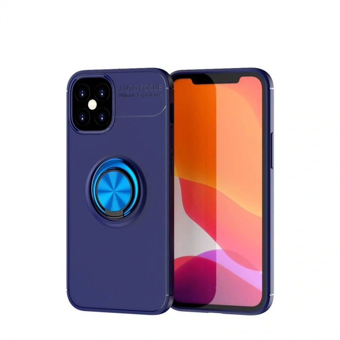 HERŞEYTREND Apple İphone 12 Mini Kılıf Range Yüzüklü Silikon - Mavi
