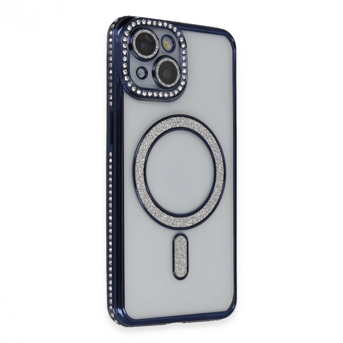 HERŞEYTREND Apple İphone 13 Kılıf Joke Simli Magneticsafe Kılıf - Lacivert