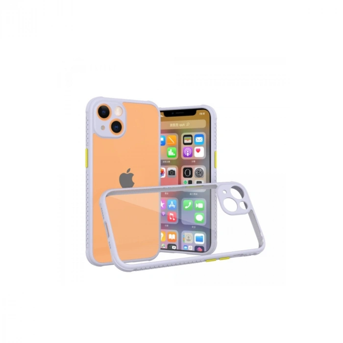 HERŞEYTREND Apple İphone 13 Mini Kılıf Miami Şeffaf Silikon - Lila