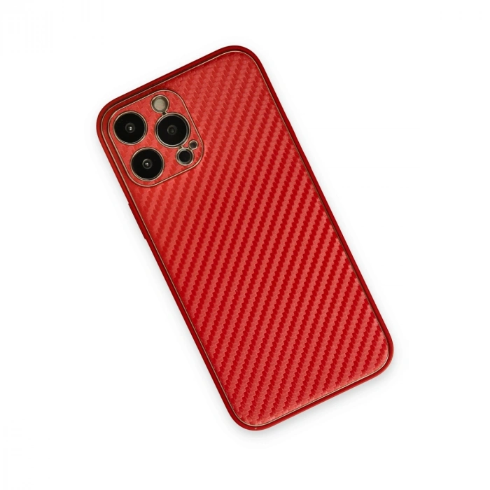 HERŞEYTREND Apple İphone 13 Pro Kılıf Coco Karbon Silikon - Kırmızı