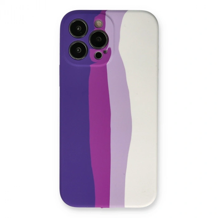 HERŞEYTREND Apple İphone 13 Pro Kılıf Ebruli Lansman Silikon - Mor-beyaz