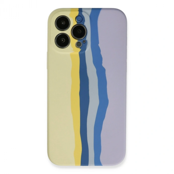 HERŞEYTREND Apple İphone 13 Pro Kılıf Ebruli Lansman Silikon - Sarı-lila