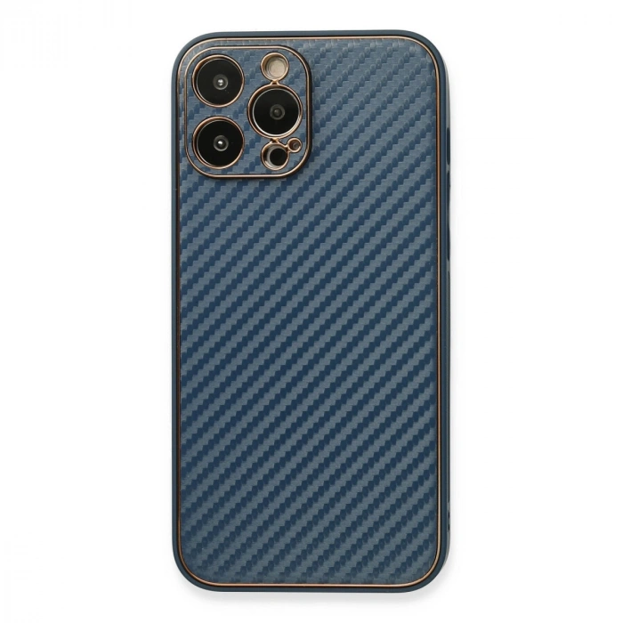 HERŞEYTREND Apple İphone 13 Pro Max Kılıf Coco Karbon Silikon - Mavi