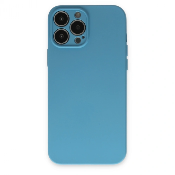 HERŞEYTREND Apple İphone 13 Pro Max Kılıf Nano İçi Kadife Silikon - Mavi