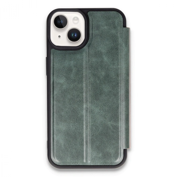 HERŞEYTREND Apple İphone 14 Kılıf Flip Cover - Koyu Yeşil