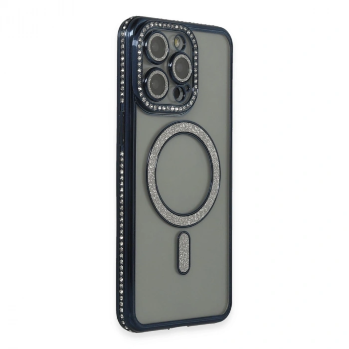 HERŞEYTREND Apple İphone 14 Pro Kılıf Joke Simli Magneticsafe Kılıf - Lacivert