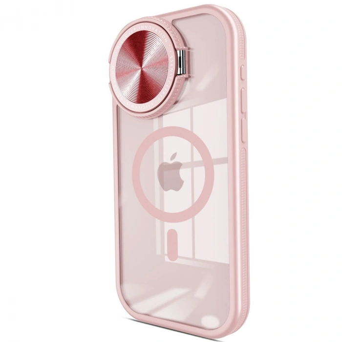 HERŞEYTREND Apple İphone 15 Pro Max Kılıf Teleskop Lens Magsafe Silikon Kapak - Pembe