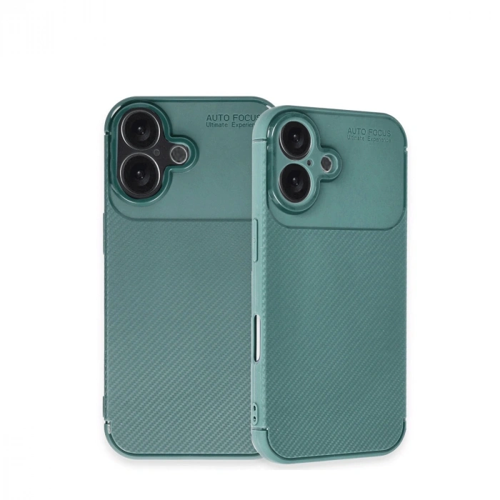 HERŞEYTREND Apple İphone 16 Kılıf Auto Focus Karbon Kapak - Koyu Yeşil