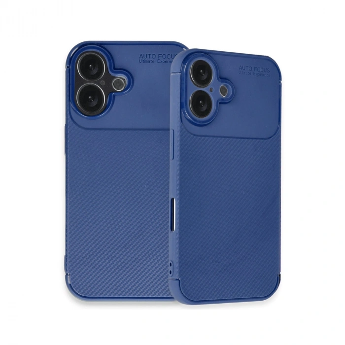 HERŞEYTREND Apple İphone 16 Plus Kılıf Auto Focus Karbon Kapak - Lacivert