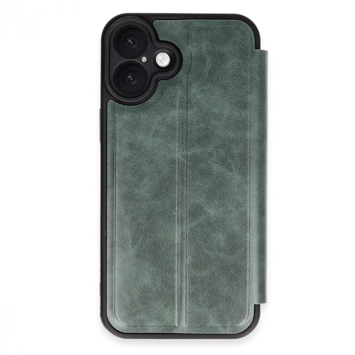 HERŞEYTREND Apple İphone 16 Plus Kılıf Flip Cover - Koyu Yeşil