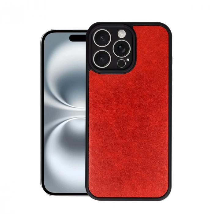 HERŞEYTREND Apple İphone 16 Pro Kılıf Aras Deri Kapak - Kırmızı