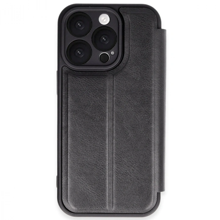 HERŞEYTREND Apple İphone 16 Pro Kılıf Flip Cover - Siyah