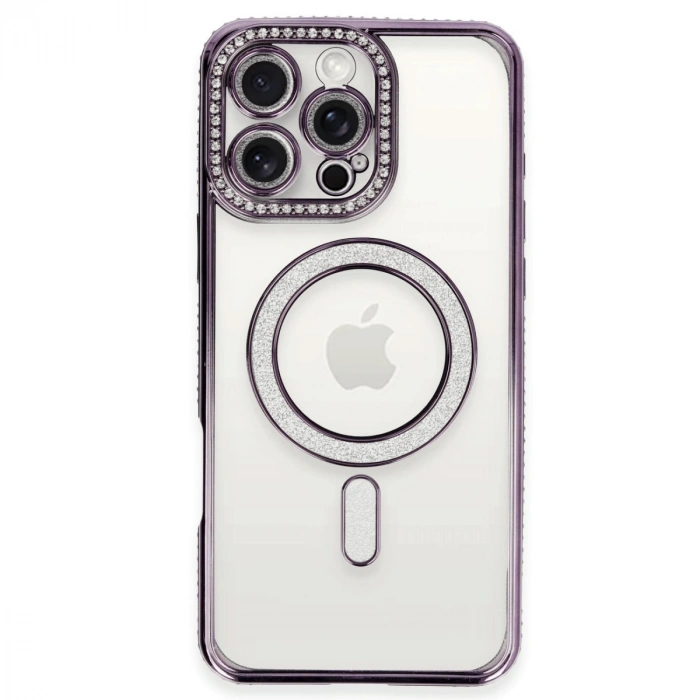 HERŞEYTREND Apple İphone 16 Pro Kılıf Joke Simli Magneticsafe Kılıf - Derin Mor