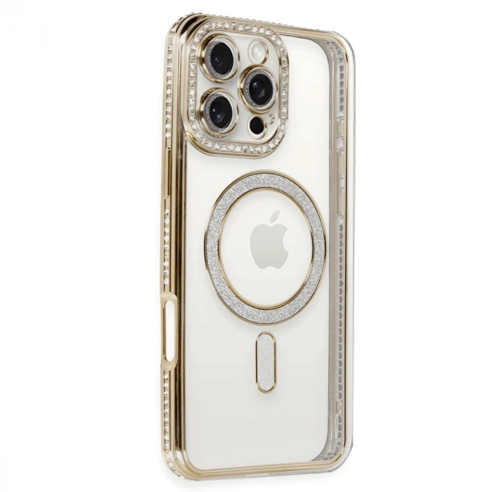 HERŞEYTREND Apple İphone 16 Pro Kılıf Joke Simli Magneticsafe Kılıf - Gold