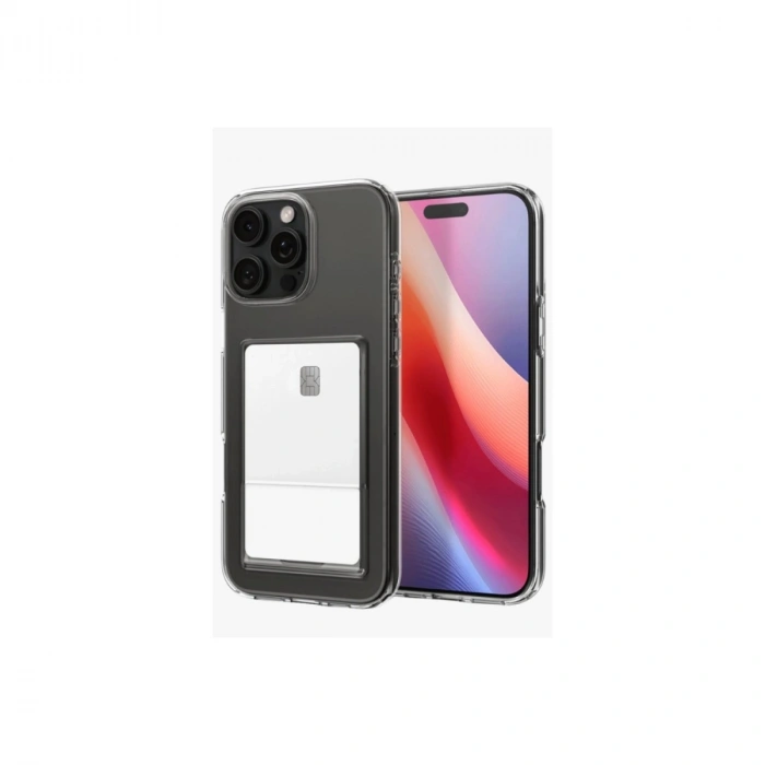 HERŞEYTREND Apple İphone 16 Pro Kılıf Kart Şeffaf Silikon - Şeffaf